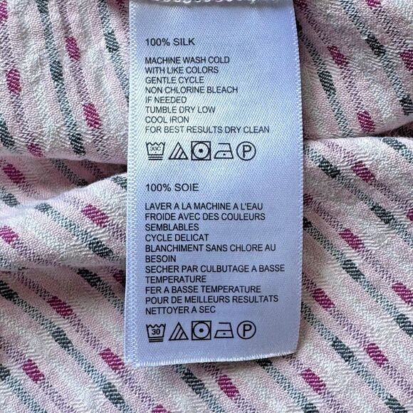 Tommy Bahama XXL Silk Shirt Pink Gray Striped Short Sleeve Button Front Resort - Picture 13 of 14